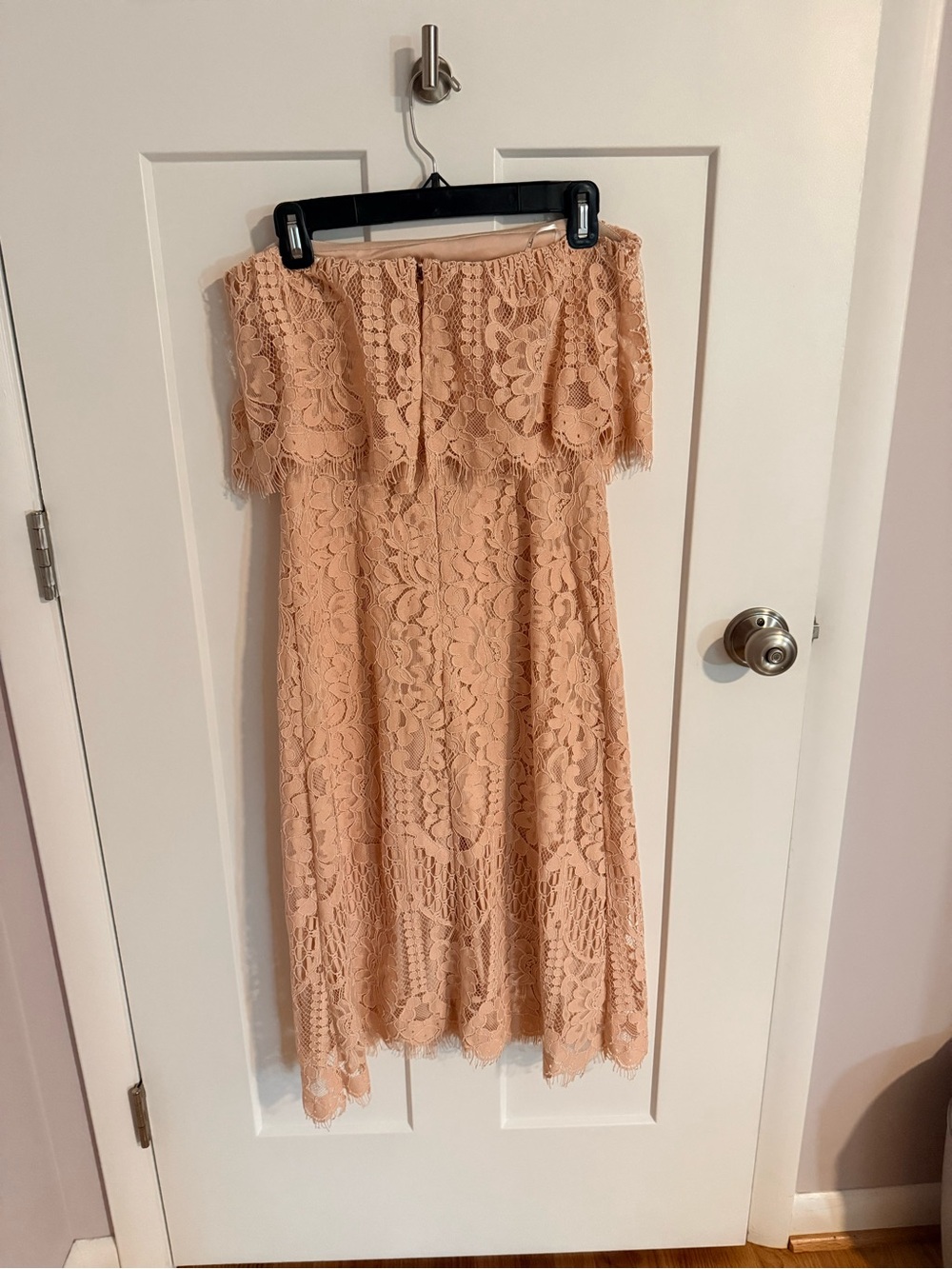 Lace Strapless Midi-Dress in Light Pink - Picture 2 of 5